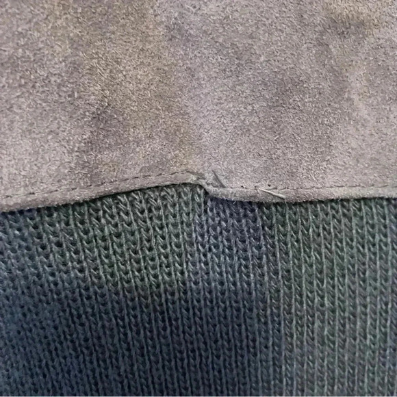 VTG Tan Suede Leather and Knit Gray Jacket Large 70s Bomber Split Skin-READ - Picture 8 of 9